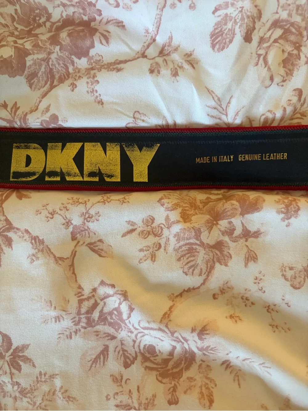 Vintage DKNY Women's Belt Size L Black Red/Green Stitch Made in Italy